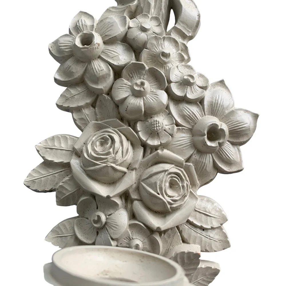 Vintage Candle Sconce Holder 1969 Candleholder Syroco 4089 Flower Basket